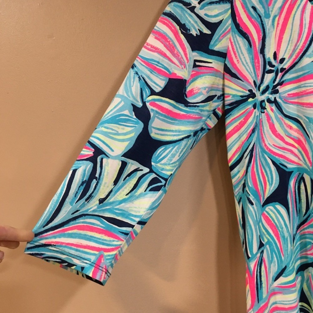 Lilly Pulitzer Pima Cotton 3/4 Sleeve High Tide Dancing Lady Amina Dress Large - Picture 4 of 12
